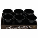 Kit 6 Xícaras Alemã Acrílica Preta Com Bandeja Cantinho do Café