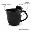 Kit 6 Xícaras Alemã Acrílica Preta Com Bandeja Cantinho do Café