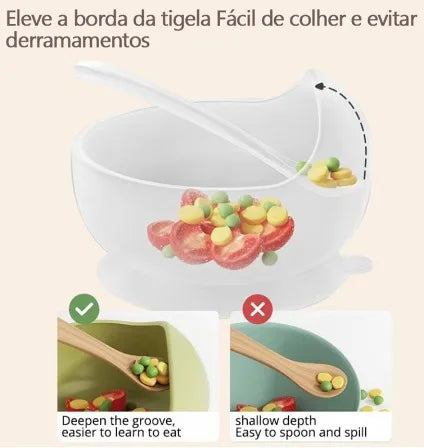 Conjunto Kit POOL de Alimentação para Bebês de Silicone 8 Peças Prato Babador Copo Tigela Talheres Bebê Criança