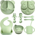 Conjunto Kit POOL de Alimentação para Bebês de Silicone 8 Peças Prato Babador Copo Tigela Talheres Bebê Criança