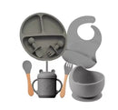 Conjunto Kit POOL de Alimentação para Bebês de Silicone 8 Peças Prato Babador Copo Tigela Talheres Bebê Criança