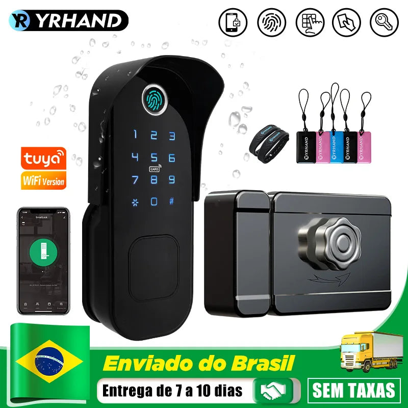 YRHAND Do Brasil R5 Tuya Smart lock fechadura eletronico digital Waterproof Wifi Fingerprint Lock Electronic Door Lock For Home