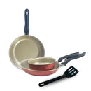 Conjunto de 3 frigideiras antiaderentes Globalflon Teflon com ovos fritos