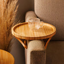 Bandeja Redonda Dobrável para Braço de Sofá Lyor 25cm Bambu