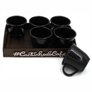 Kit 6 Xícaras Alemã Acrílica Preta Com Bandeja Cantinho do Café