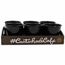 Kit 6 Xícaras Alemã Acrílica Preta Com Bandeja Cantinho do Café