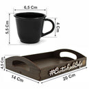 Kit 6 Xícaras Alemã Acrílica Preta Com Bandeja Cantinho do Café