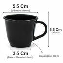 Kit 6 Xícaras Alemã Acrílica Preta Com Bandeja Cantinho do Café