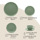 Aparelho de Jantar E Chá 30 Peças Flat Matcha Verde Oxford Puro Luxo