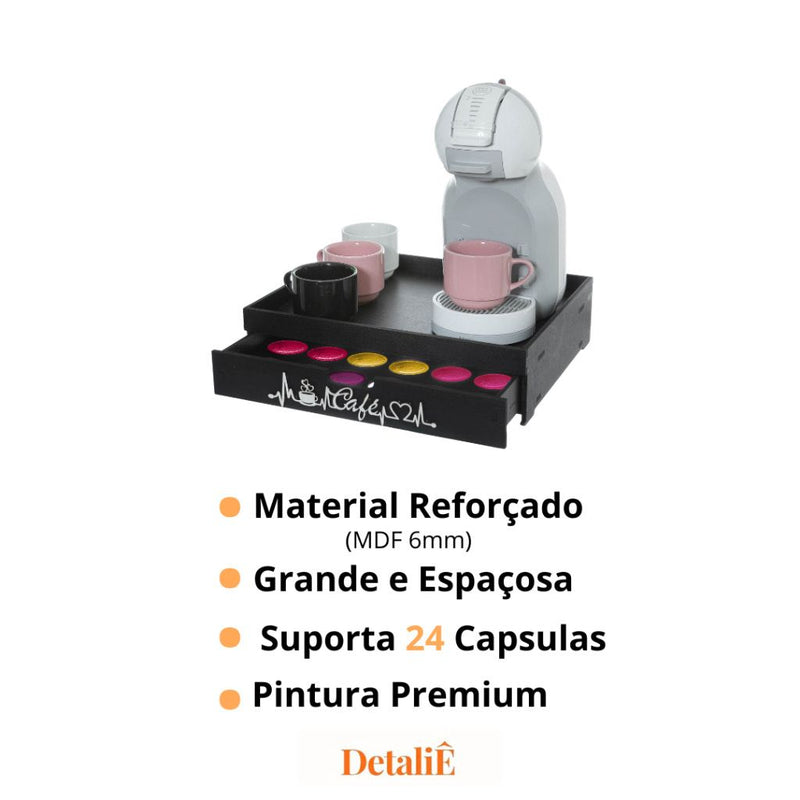 Porta Capsulas Dolce Gusto Bandeja  organizadora com suporte de suporte servir + KIT de Quadro Decorativo