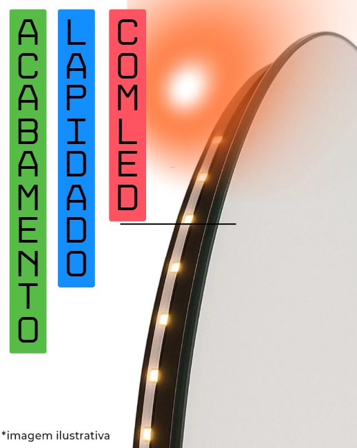 Espelho Decorativo Redondo LUXURY com Led 60cm + Suporte