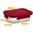 Conjunto de 10 Marmitas Prêmio Hermético Vidro 4 Travas 375ml Retangular Vermelho