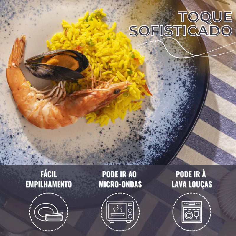 Aparelho de Jantar e Chá 30 Peças Ryo Galapagos Porcelana Oxford Jogo de Pratos e Xícaras